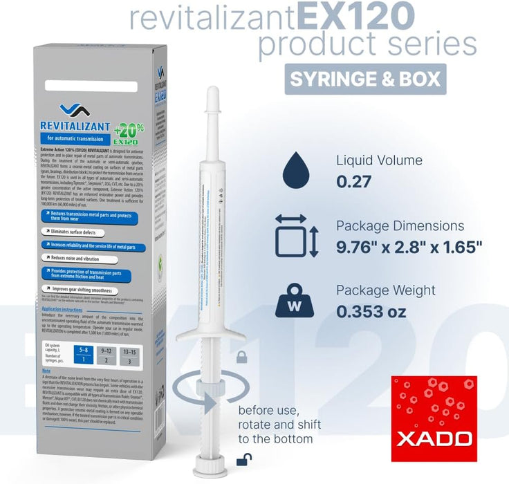 XADO EX120 Revitalizant for Automatic Transmission - Oil Additive - Restore and Fix CVT - Shudder Slipping & Sticking Protectant Fluid