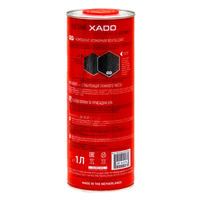 XADO Atomic Oil 0W-20 SP RED BOOST - Ultra-Light, Fuel-Efficient Synthetic Motor Oil with REVITALIZANT® & RED BOOST