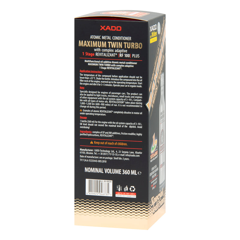 XADO Atomic metal conditioner Maximum Twin Turbo with complex adaptive 1 Stage Revitalizant®