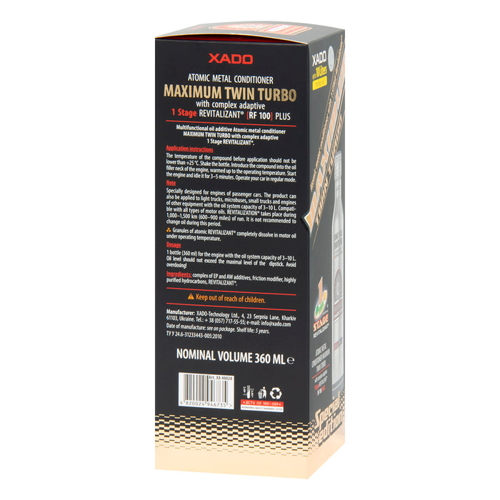 XADO Atomic metal conditioner Maximum Twin Turbo with complex adaptive 1 Stage Revitalizant®